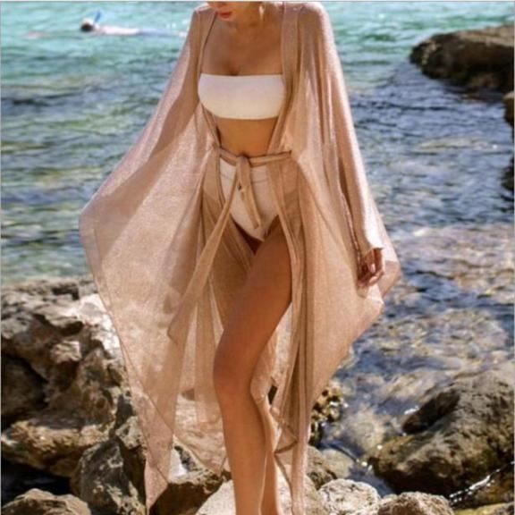 Robe De Plage Codkkre Kimono Mousseline - Cover-Up Bikini Léger Et Élégant