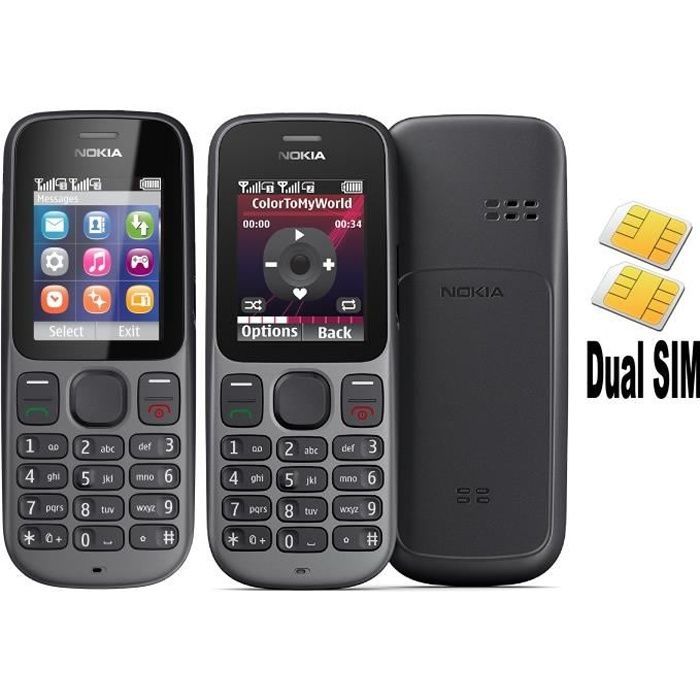 Téléphone mobile Nokia 101 Dual SIM débloqué - Phantom Black - GSM - 2 cartes SIM - lampe de poche intégrée