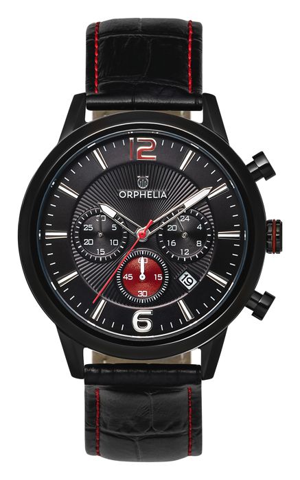 ORPHELIA - Montre Hommes - Quartz - Chronographe - Bracelet en Cuir - Noir - OR81803