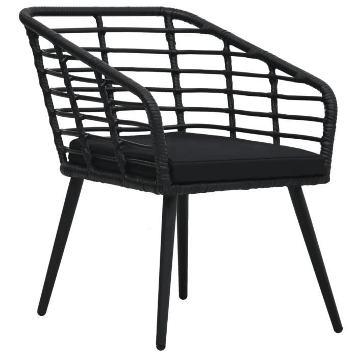 GARS Chaises de jardin 2 pcs avec coussins Résine tressée Noir Noir(2743)