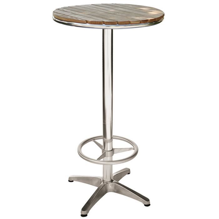 Table Haute Mange Debout En Aluminium Avec Plateau En Chene Dim H 110 X L 60 X O 60 Cm Cdiscount Jardin