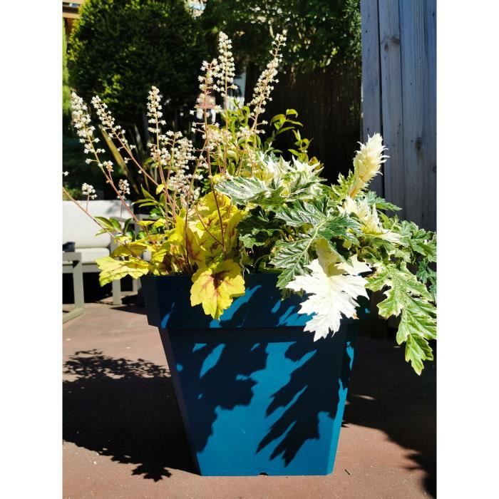 Bac à fleurs carré RIVIERA SOLEILLA - Plastique - 40x40 cm - Bleu