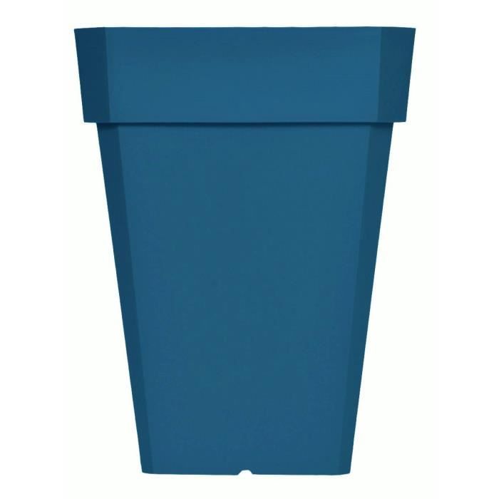 Bac à fleurs carré RIVIERA SOLEILLA - Plastique - Hauteur 53 cm - Bleu