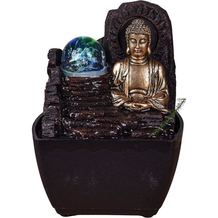 Fontaine d'Intérieur Bouddha Zen Lère LED Coloré– Décoration Esprit Zen –  Objet Porte-Bonheur Feng Shui - Fontaine de Table – Id17 - Cdiscount Maison
