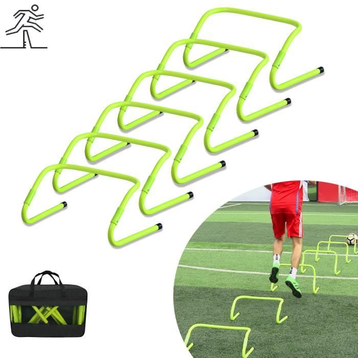 Lot de 5 mini haies portatives, différentes hauteurs et vitesse d'agilité pour football, équipement d'entraînement au saut d'athlètes/bâtons d'obstacles sportifs (15 cm