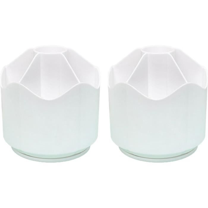 Lot De 2 Organisateurs Rotatifs Blancs - Pour Pinceaux Maquillage, Stylos, Bureau - Rangement Cosmétique
