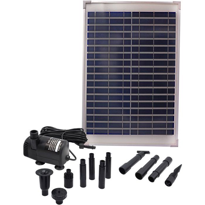 Pompe fontaine UBBINK SolarMax 1000 Débit 1350 /h Panneau solaire 18V 580mA Jets volcan & cloche