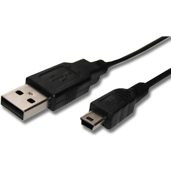 Câble USB A-Mini-B 5 pôles noir-black, longueur 1m, pour caméscopes SONY Digital8 - notamment DCR-TRV350 - remplace Sony VMC-14UMB2