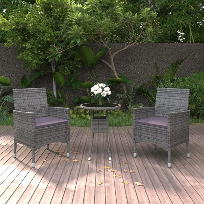 Ensemble Salle à Manger Jardin 9 Pièces VidaXL – Table Acacia Et Chaises Résine Tressée, Noir, Pour Terrasse