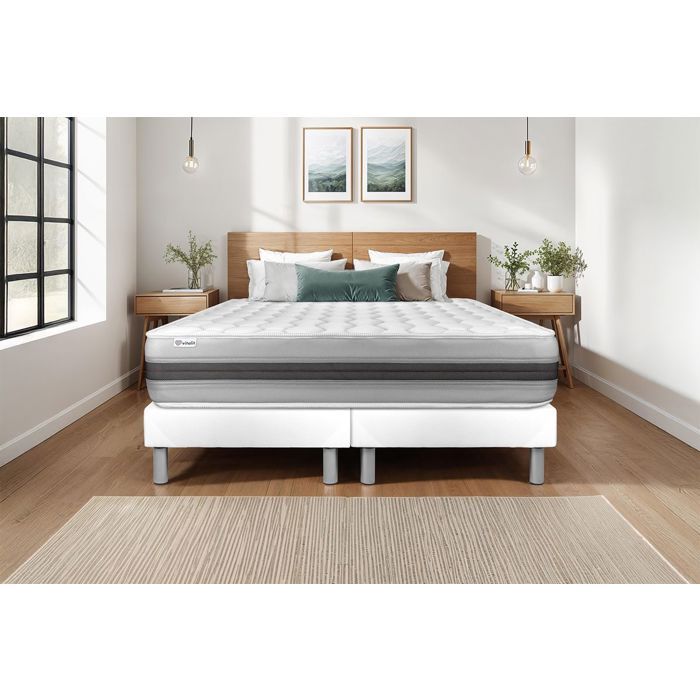 Ensemble Matelas Sommier 180x200 cm - 2 Sommiers Blanc - Vitalspring Recover Blanc