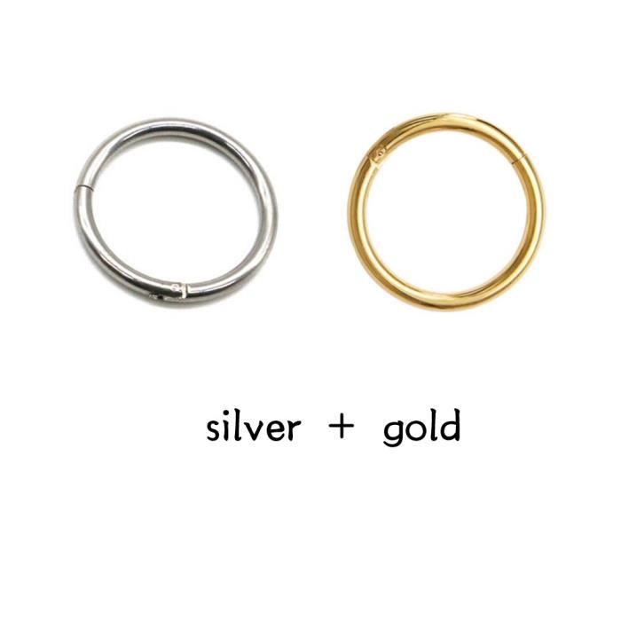 Anneau De Nez 10 Mm Acier Chirurgical 316L – Zircons Clairs – Clicker Septum, Hélix, Cartilage