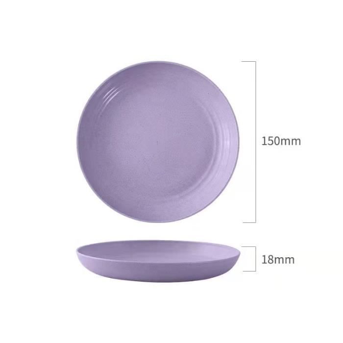 4 Assiettes Plates En Plastique Incassables - 20cm | Léger, Micro-ondable | Pour Pique-nique, Camping, Enfants