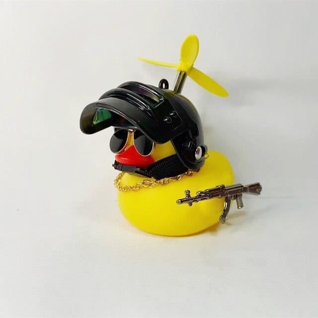 Ornement Voiture Vélo Jouets Canard En Caoutchouc EIHI - Avec Casque à Hélice - Déco Voiture, Vélo - 2 Pièces Ornement Voiture Rigolo