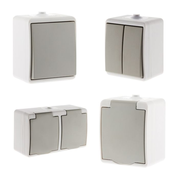 Interrupteur Double Legrand Railux Chambord - 1 Double V&V + 1 Prise 2P+T, Habillage Gris
