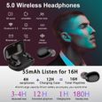 Ecouteur Bluetooth 5.0 Écouteur sans Fil Lecheo TWS 16 heures prolongeant la récréation Stéréo HD mini Ecouteur - Plus petit &-1