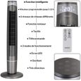 Ventilateur colonne oscillant 90° 120cm 55W air frais 40 m³/min ioniseur écran LED télécommande 6 vitesses 3 modes ventilateur tour-1