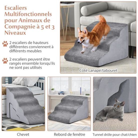 Coussin]Escalier pour animaux de compagnie éponge haute densité, fond