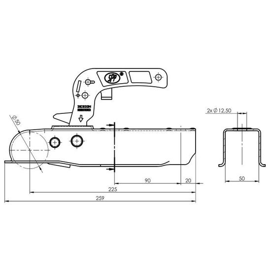 Tête Boitier d'Attelage Remorque pour Boule de 50 mm Tube Carré Section -  1020 - Cdiscount Auto