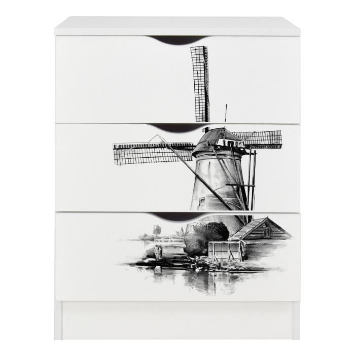 Commode blanche avec les tiroirs roma - papillons