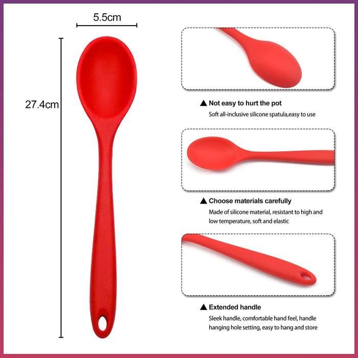 Ustensiles Cuisine Silicone Qualité Alimentaire Lot De 2 Cuillères En Silicone Résistantes à La Chaleur - Parfait Pour Cuisine Et Pâtisserie Cuillères Pâtisserie Mélange