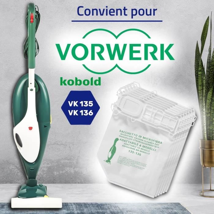 10 Sacs D'aspirateur Pour Vorwerk Kobold VK135 VK136 Etc. - Microfibre, Lot De 10, Neufs Sous Emballage