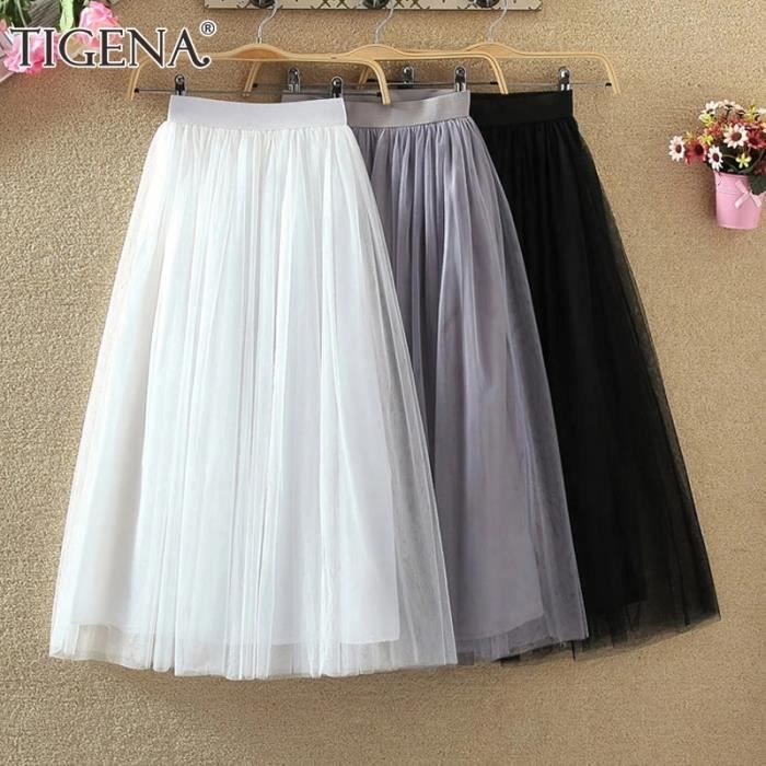 Jupe longue plissee en tulle pour femmes Printemps Ete 2021 Couleur Blanc Blanc Cdiscount Pret a Porter