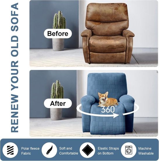 PORFOYO Housse Extensible Complète Pour Fauteuil Relax - 4