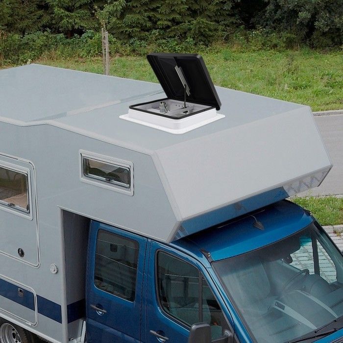 Lucarne De Toit Caravane 42x42cm Carrée - Trappe De Toit Imperméable UV, Interrupteur Unique, Ventilation Pour Véhicule Récréatif