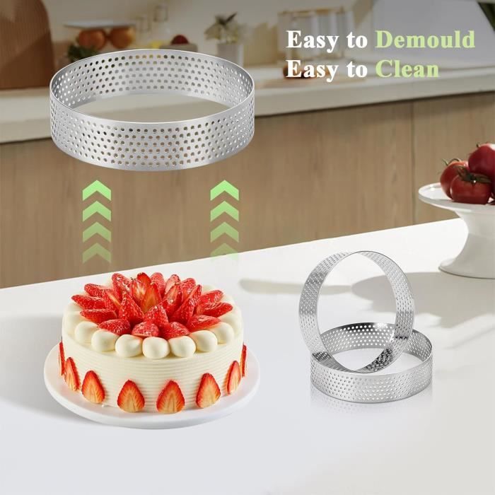 Cercles Perforés Pour Cuisson Lot De 6 Anneaux à Tarte Perforés En Acier Inoxydable 304 Pour Gâteau Cercles Pâtisserie Inox