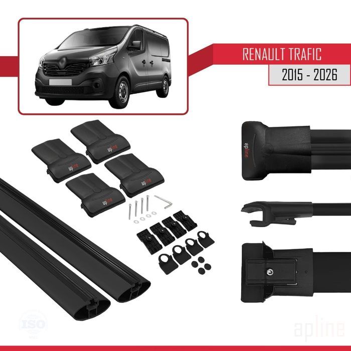 Barres De Toit Pour Renault Trafic 3 (X82) 2015-2025 - 4 Barres Aluminium Gris, Porte-Bagages Pour Coffre, Vélo, Ski