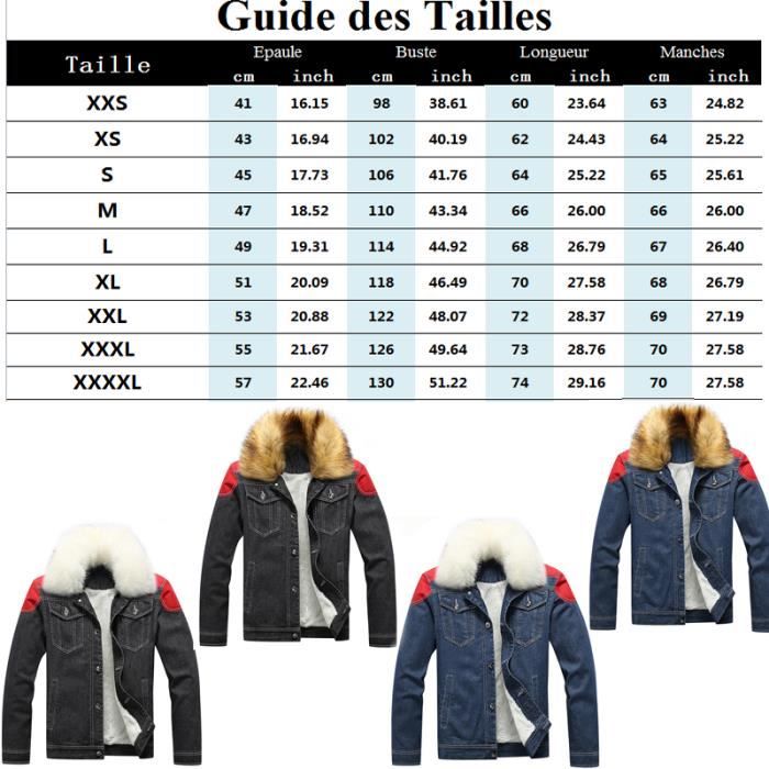 Manteau homme de marque en jean Col en fausse fourrure d tachable paississant pissage plus grande taille homme Manteau