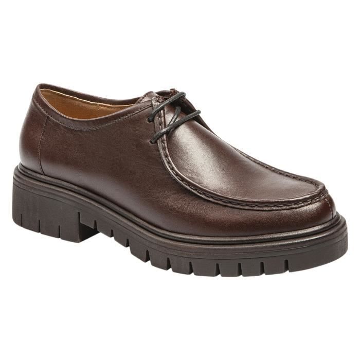 Derbies en cuir Les Tropeziennes Zaya chocolat pour femme bout rond talon moyen lacets ronds confortable Chocolat Cdiscount