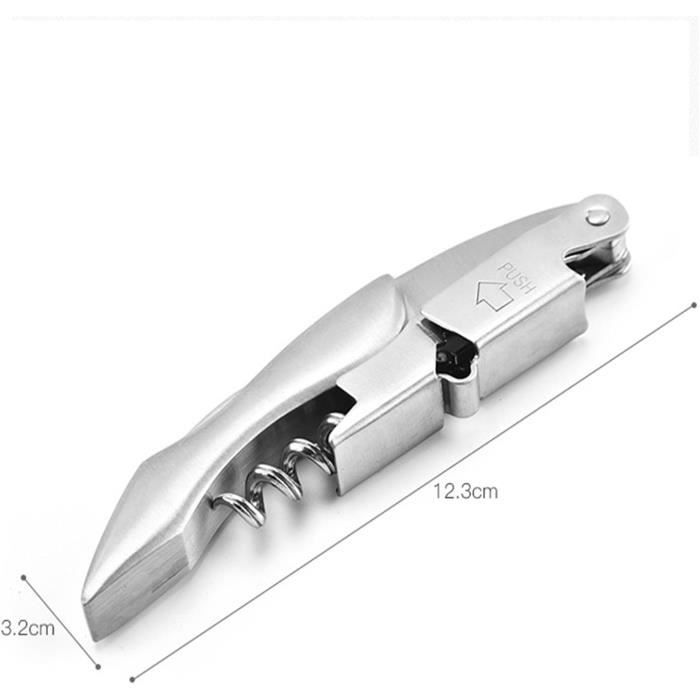 Tire-bouchon Sommelier En Acier Inoxydable - Clé à Vin Avec Coupe-capsule Et Coupe-feuille - Portable, 11,5cm, Idéal Serveurs Et Maison - 8
