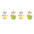 24 ensembles arc-en-ciel licorne Cupcake Topper fournitures de fête pour bébé douche anniversaire  FIGURINE DECOR DE GATEAU-3