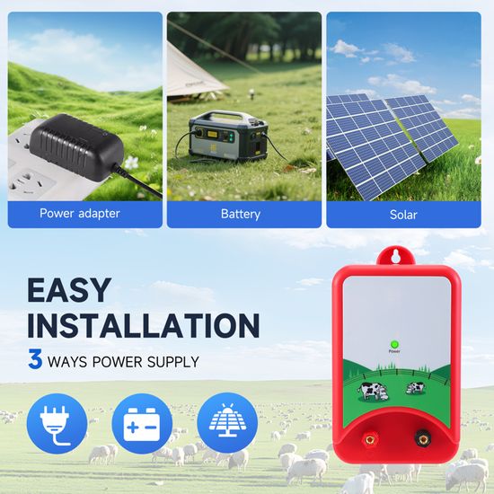 Clôture Électrique Solaire 10 KM Pour Animaux - Électrificateur Pour Vaches, Moutons, Chiens Et Élevage