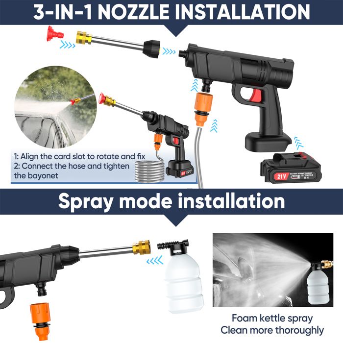 Pistolet À Mousse Portable Pour Lavage De Voiture,Pulvérisateur À Mousse,Sans Fi