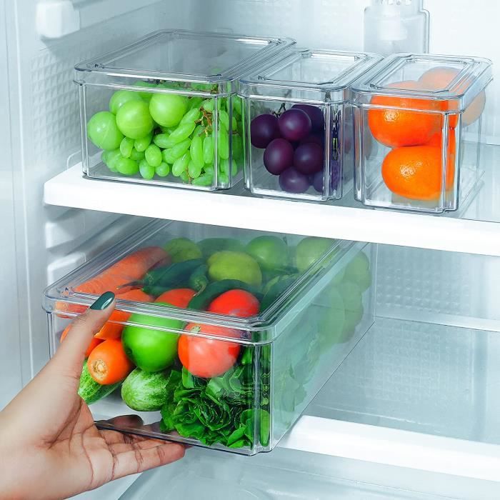 Bac Rangement frigo avec Couvercle Paquet de 2 bac Alimentaire en Plastique  pour denrées Alimentaires, Organiseur frigo avec poign - Cdiscount Maison