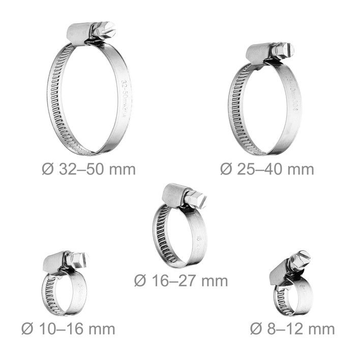 Jeu De 6 Colliers De Serrage Inox - Tailles 16-27 Mm, 25-40 Mm Et 35-50 Mm Pour Bricolage Et Fixation
