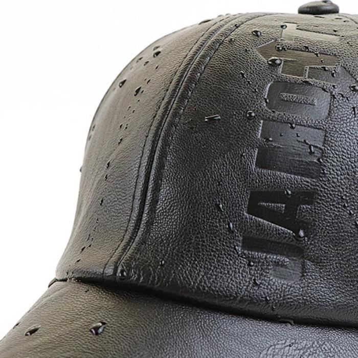 Casquette de Baseball JAMONT Hiver Cuir PU Réglable Noir