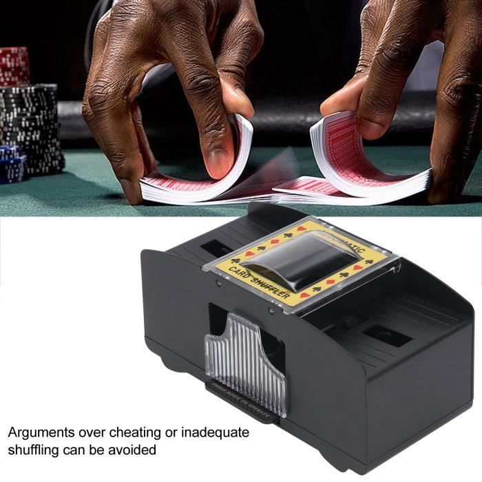 HJCMikee Mélangeur automatique de cartes 1 à 2 jeux de cartes de casino professionnel en grain de bois de luxe pour jeux de blackjack à piles ou équipement électrique USB