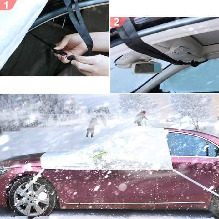 COFIT Couverture Pare-Brise Voiture Universelle - Protection Anti Givre, Neige, Glace & Soleil 220x194cm