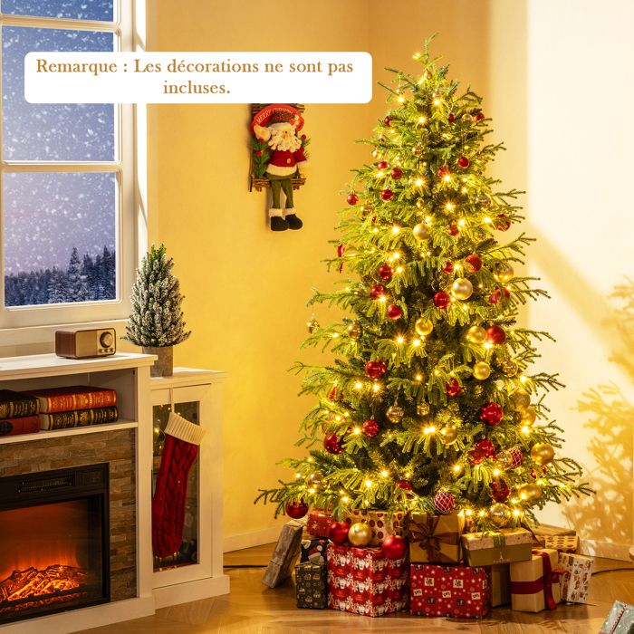 GYMAX Sapin De Noël Artificiel Lumineux 180 CM, Avec 790 Branches