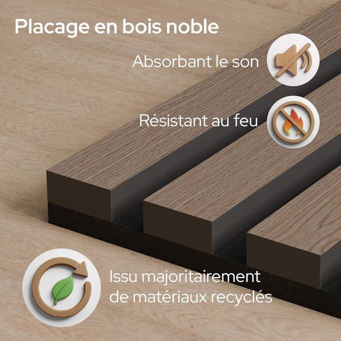 AREBOS Panneaux acoustiques en bois véritable NRC 0,95 Réduction du — free download