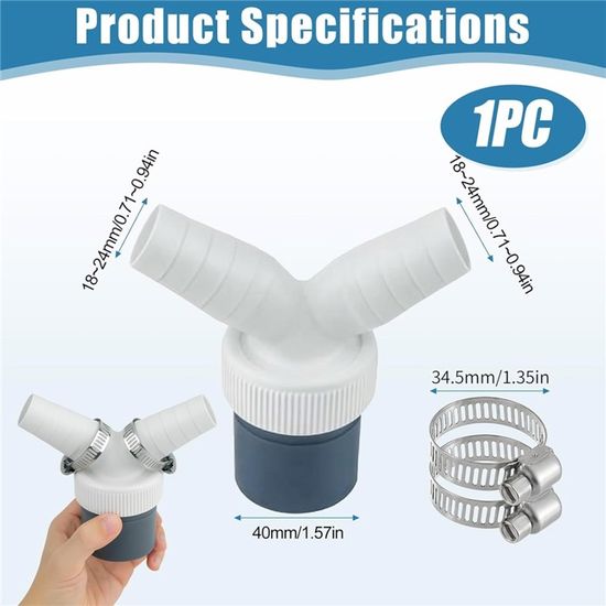 Adaptateur Y Pour évacuation Machine à Laver Et Lave-vaisselle - Double Connexion, Diamètre 40mm - Anti-reflux Et Facile à Installer