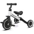 Vélo Draisienne Tricycle Évolutif 3 en 1 pour Enfants - MAGICFOX - Blanc - Guidon et Siège Réglables-0