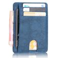Portefeuille Minimaliste Fin, Porte-Cartes de Crédit avec Blocage Anti RFID, Les Femmes Hommes,bleu marine-0