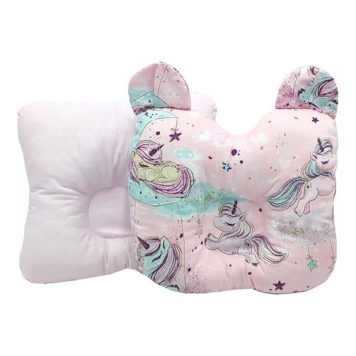 2 x Coussin bébé oreiller ergonomique morphologique anti secousses pour poussette siège auto 100% Union Européenne Ecru Callyna Animaux en Forêt lit bébé 