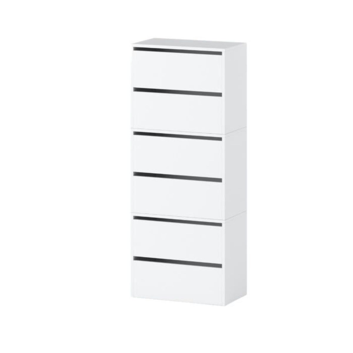 Meuble à chaussures JACK 6 tiroirs H150cm L60cm P36cm (Blanc