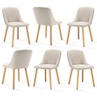 Goeurvant Chaises modernes avec coussin épais, dossier ergonomique et pieds bois, style et confort réunis - Lot de 6 - Beige