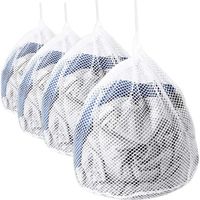 Sac à linge à cordon 4 tailles Filet à linge  blanc en maille pour machine à laver, soutien-gorge, vêtements pour bébé, 4 pcs